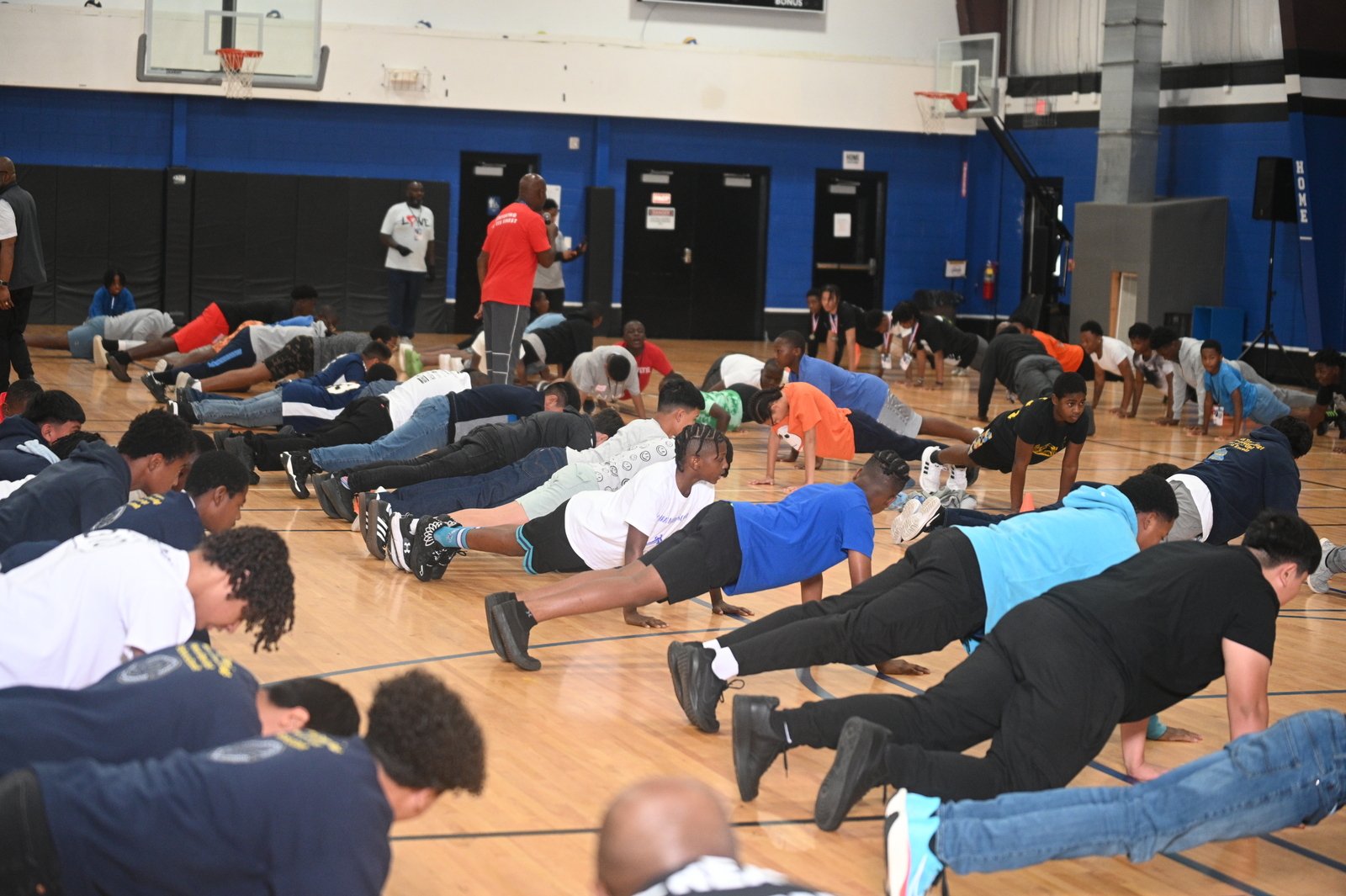 Young men at Mentoring Camp in the gym